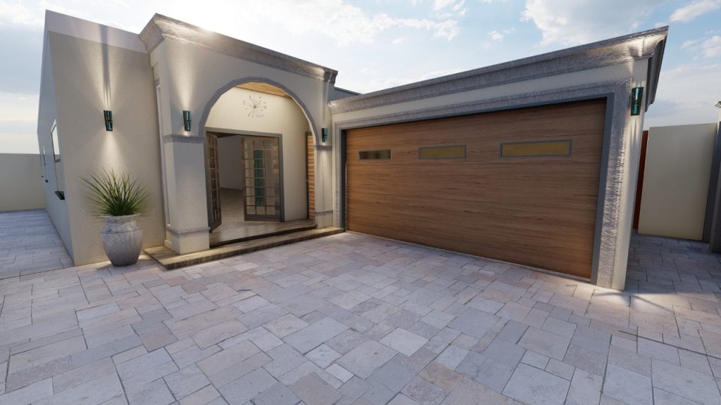 3d rendering of the front yard of a home