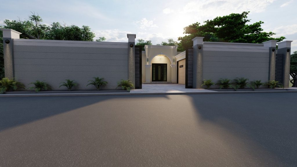 3d rendering of residential front gate